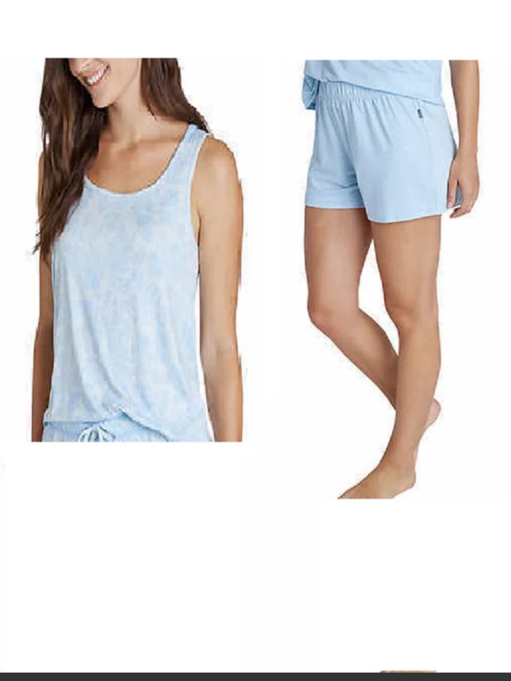 Eddie Bauer Womens 4Pajama Set L Blue Floral